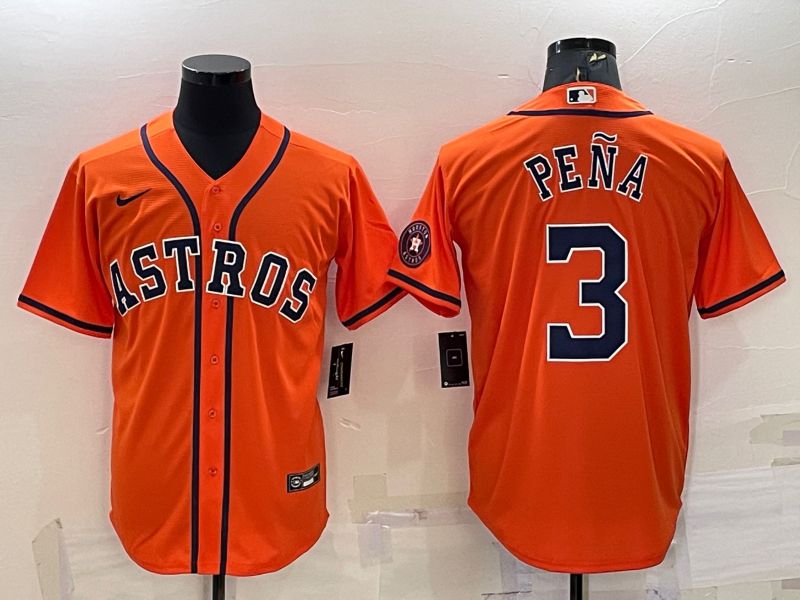 Men Houston Astros #3 Pena Orange Game Nike 2022 MLB Jerseys->houston astros->MLB Jersey